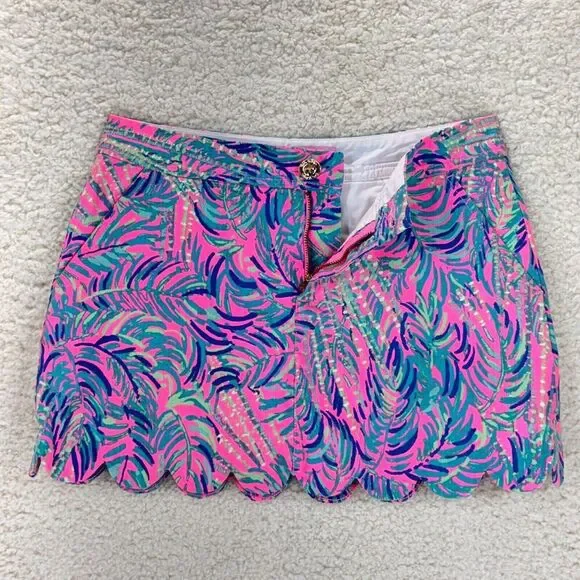 Lilly Pulitzer Lorelei Skort Womens 00 Multicolor Scalloped Hem Pockets Zipper - Picture 4 of 9